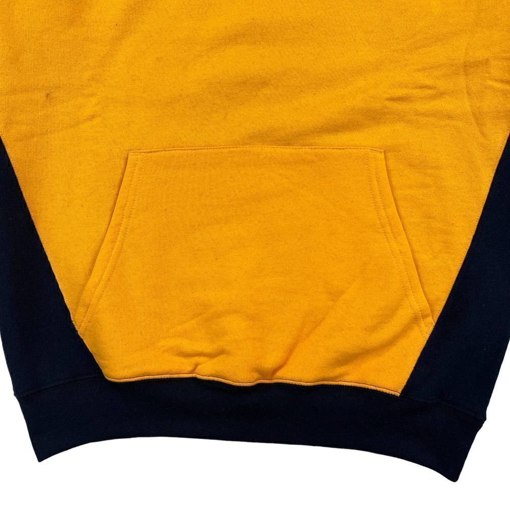 New Champion Men US S Navy Blue Orange Double Dry Eco Colorblocked Fleece Hoody - Picture 5 of 10